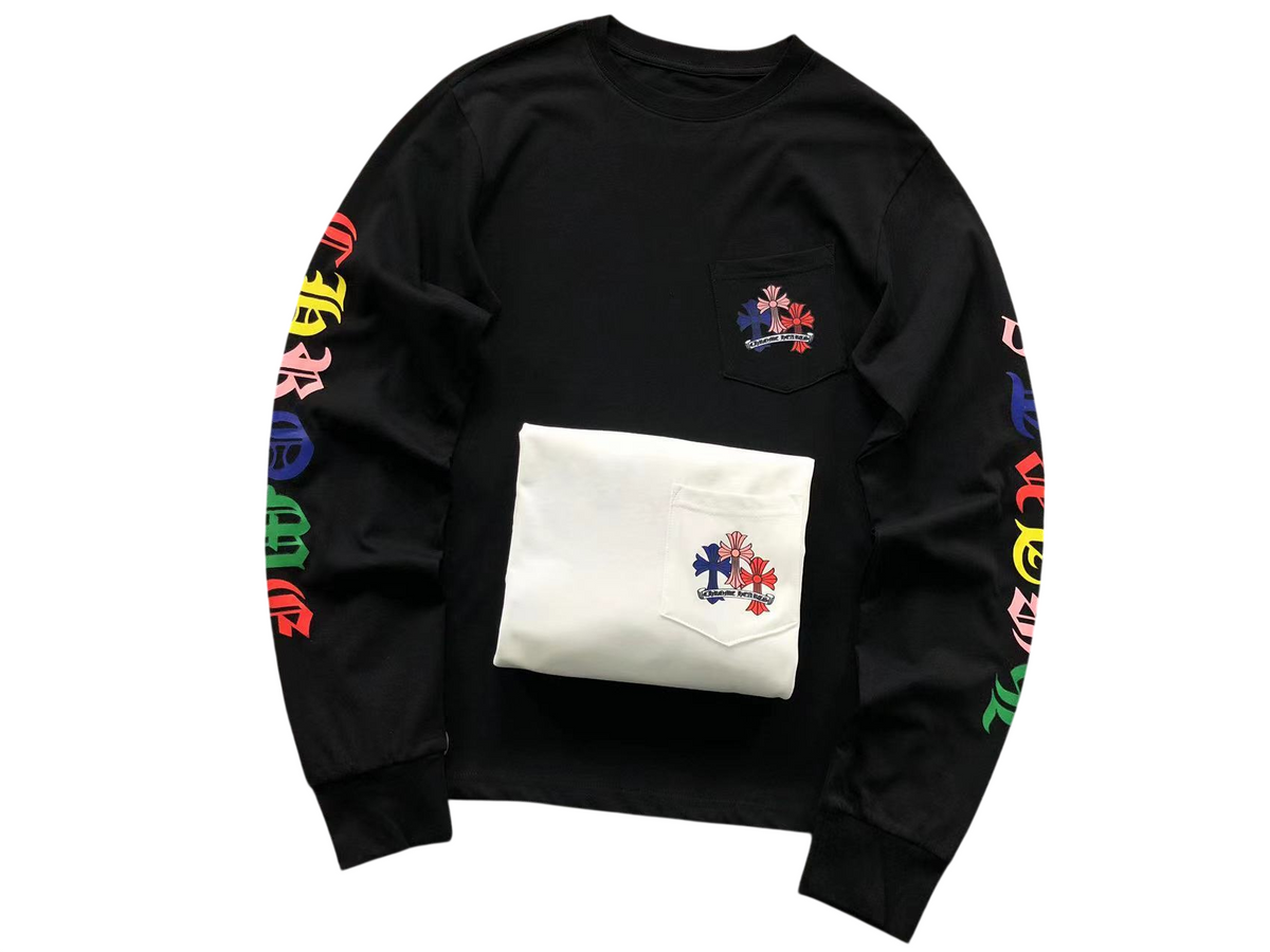 Chrome Hearts Multi Color Cross Cemetery Longsleeve White