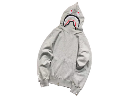 BAPE Shark Work Full Zip Hoodie Grey