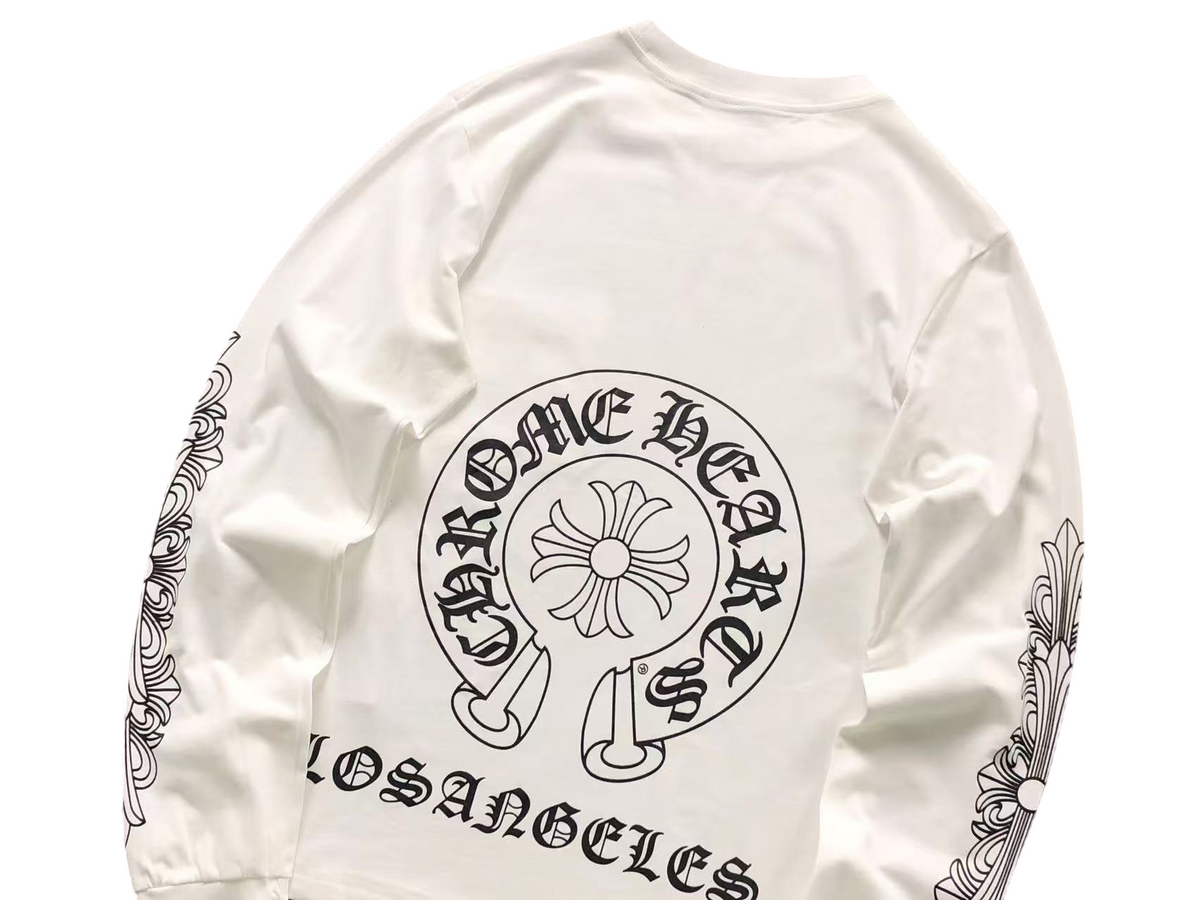 Chrome Hearts Horseshoe Cross Logo Longsleeve White